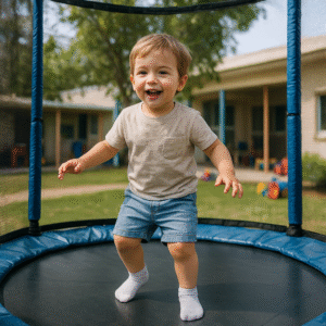 Les enfants adorent faire du trampoline mais la prudence est de mise.