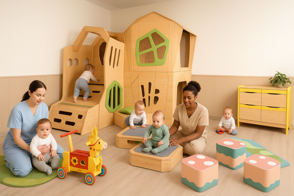 Le lien d’attachement construit entre bébé et les professionnels est essentiel à son bien-être. Il lui permet de se sentir en sécurité, d’explorer le monde… et de s’épanouir pleinement. Découvrez comment la crèche accompagne chaque enfant avec douceur et bienveillance.