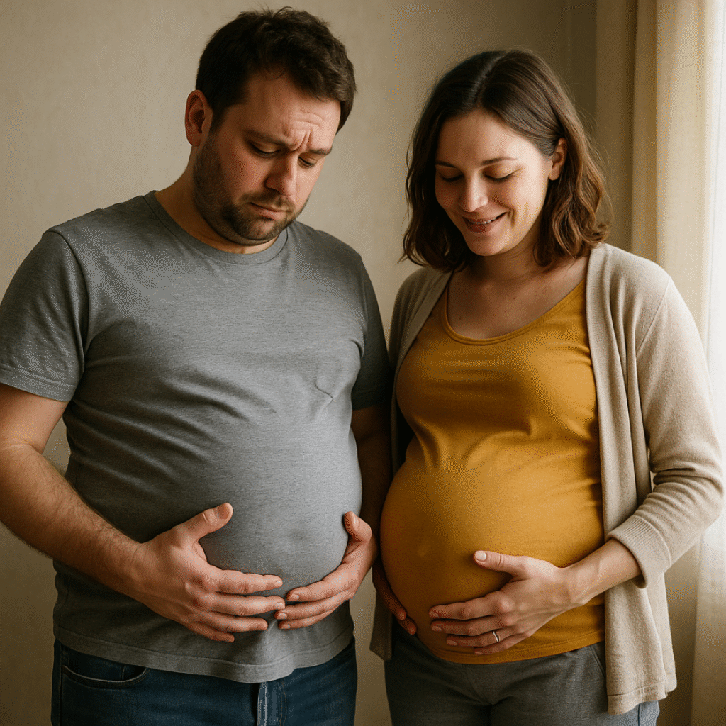 Certains futurs papas peuvent avoir le syndrome de la couvade.