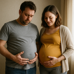 Certains futurs papas peuvent avoir le syndrome de la couvade.