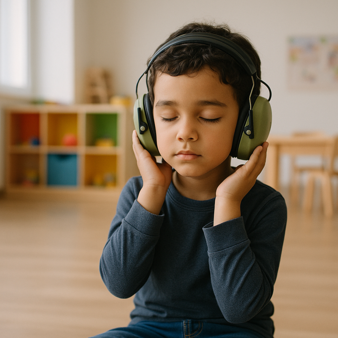 Mettre un casque anti-bruit peut permettre de préserver l'audition de votre enfant dans certains lieux trop bruyants.
