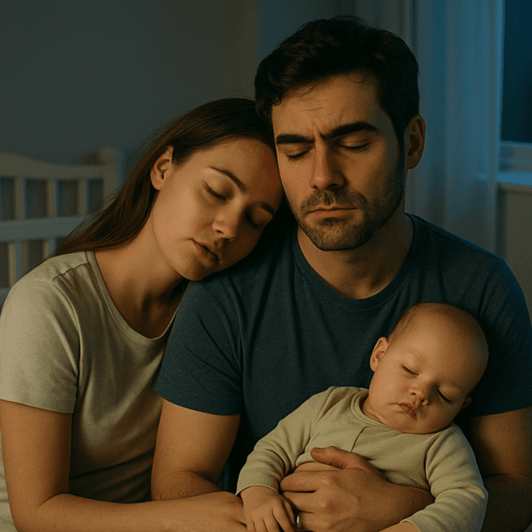 Couple de jeunes parents tenant leur nouveau-né