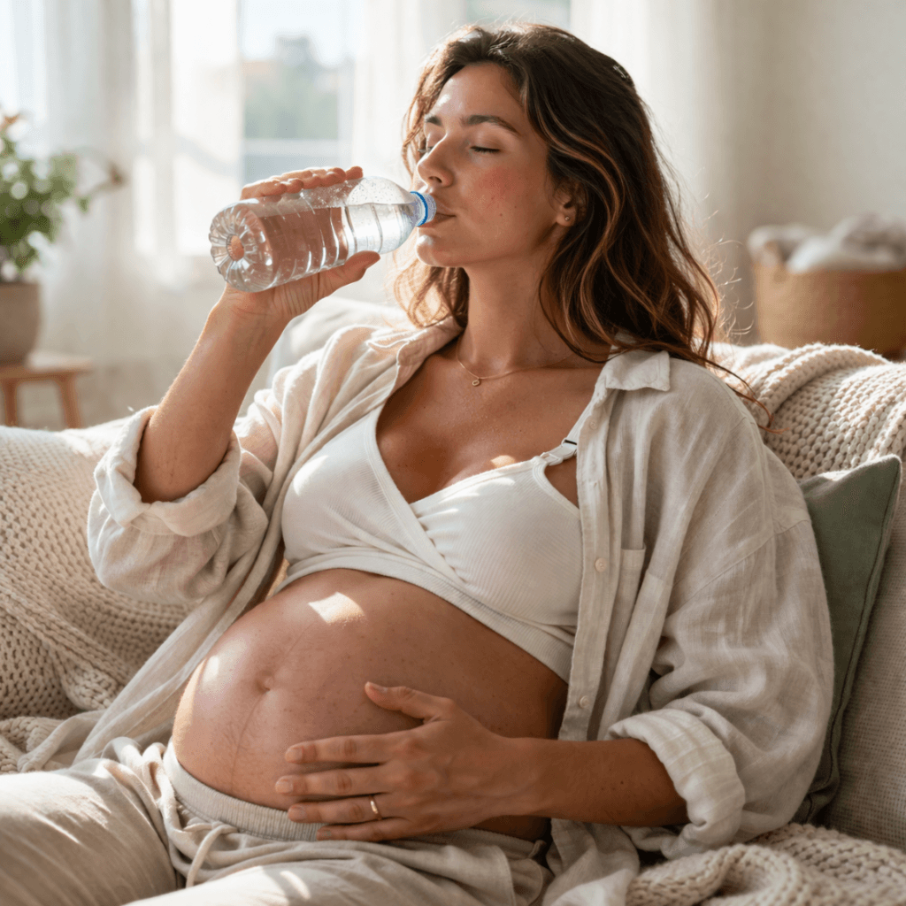 Bien s'hydrater pendant la grossesse est important.
