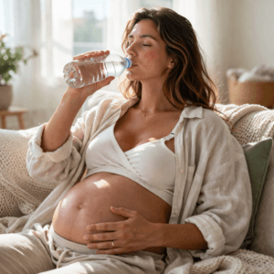 Bien s'hydrater pendant la grossesse est important.