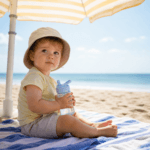 Soleil, chaleur, vacances : comment protéger bébé cet été A la plage ou en vacances